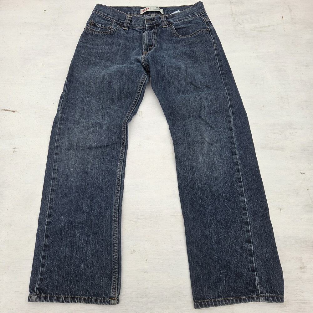 Levi's 505 Jeans Boys Size 14 Reg 27x27 Blue Straight Dark Wash Denim